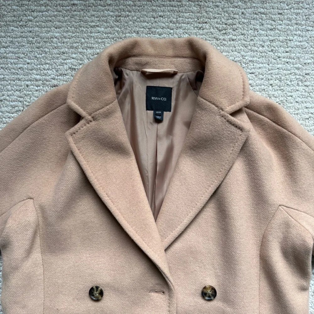 Light brown camel colour double breasted fall jacket - Picture 5 of 12